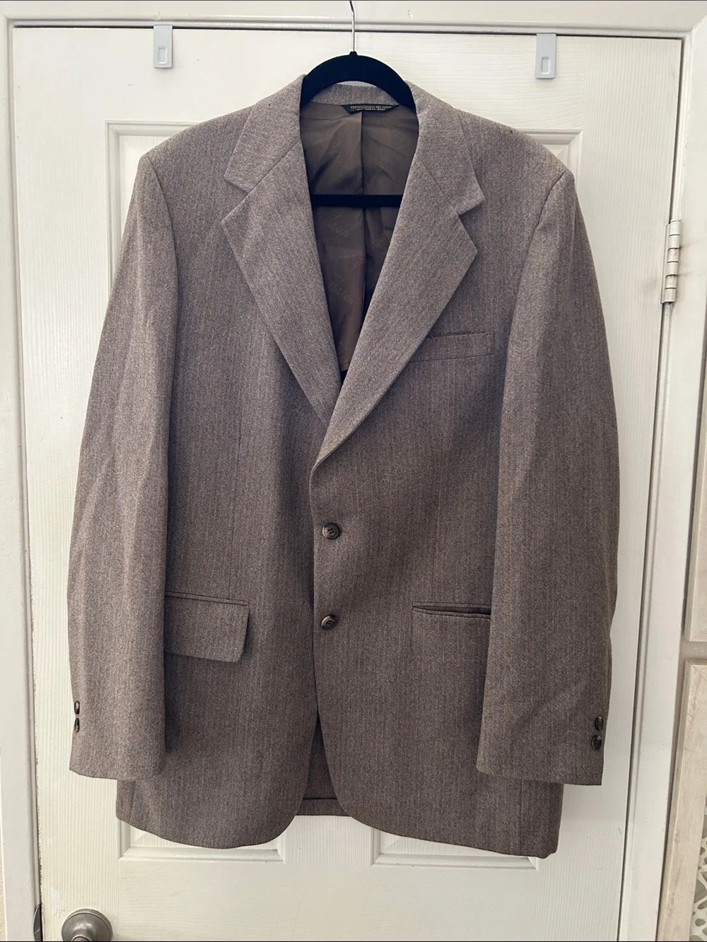 John Weitz Signature Collection 40S Gray Herringbone 100% Wool Sport Coat Blazer